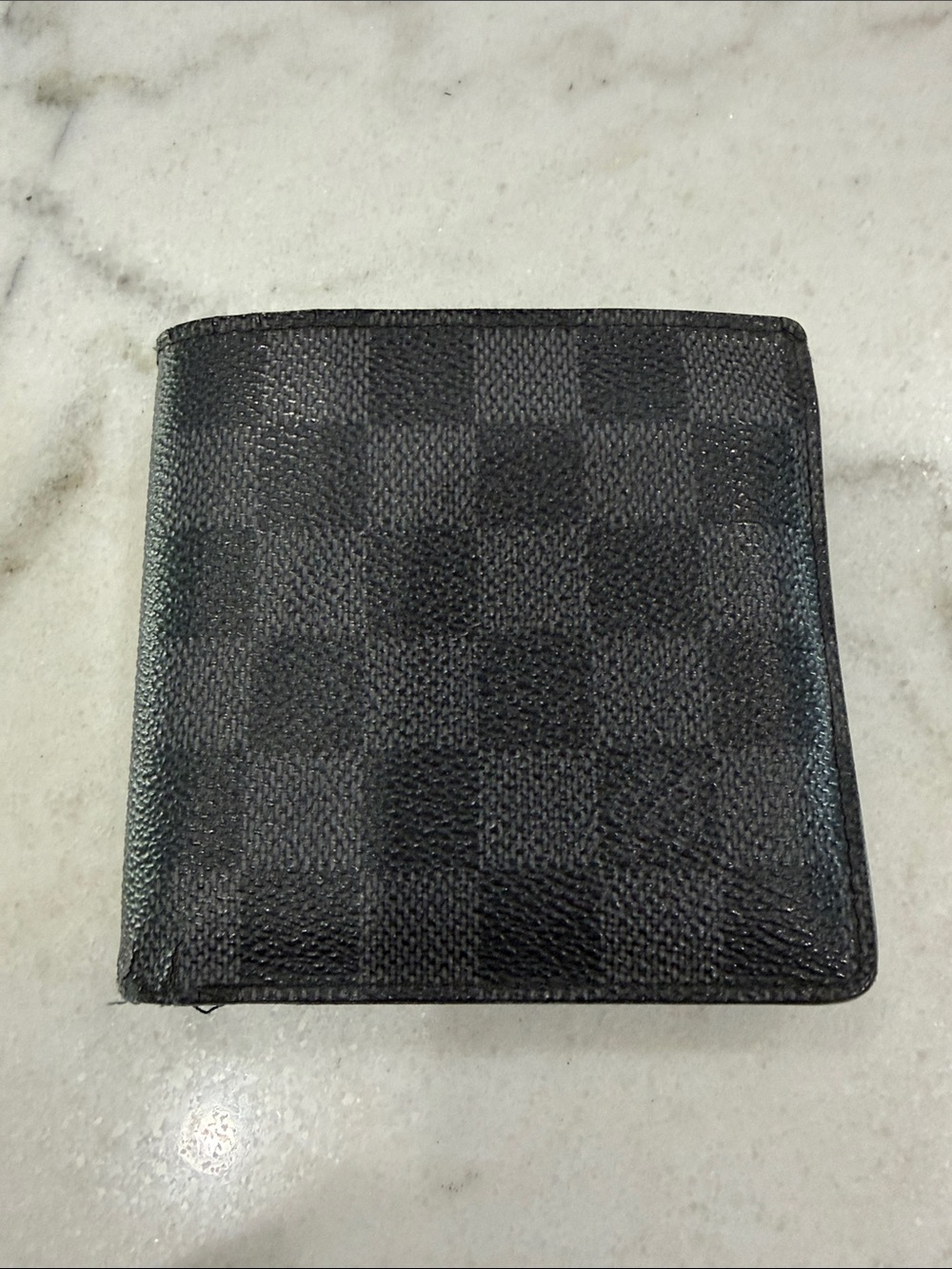 Authentic Louis Vuitton Men's Black Checkered Bi-Fold Wallet